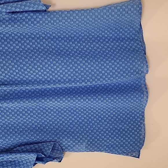 Alice + Olivia Julius Ruffle Peasant Blouse Blue Top Solid  Swiss Dot Ties  XS - Picture 17 of 17